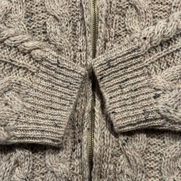 Shannon Woolen Mills Sweater Wool Cable Knit Cottage Grandpa Academia Zip Large - Picture 6 of 11